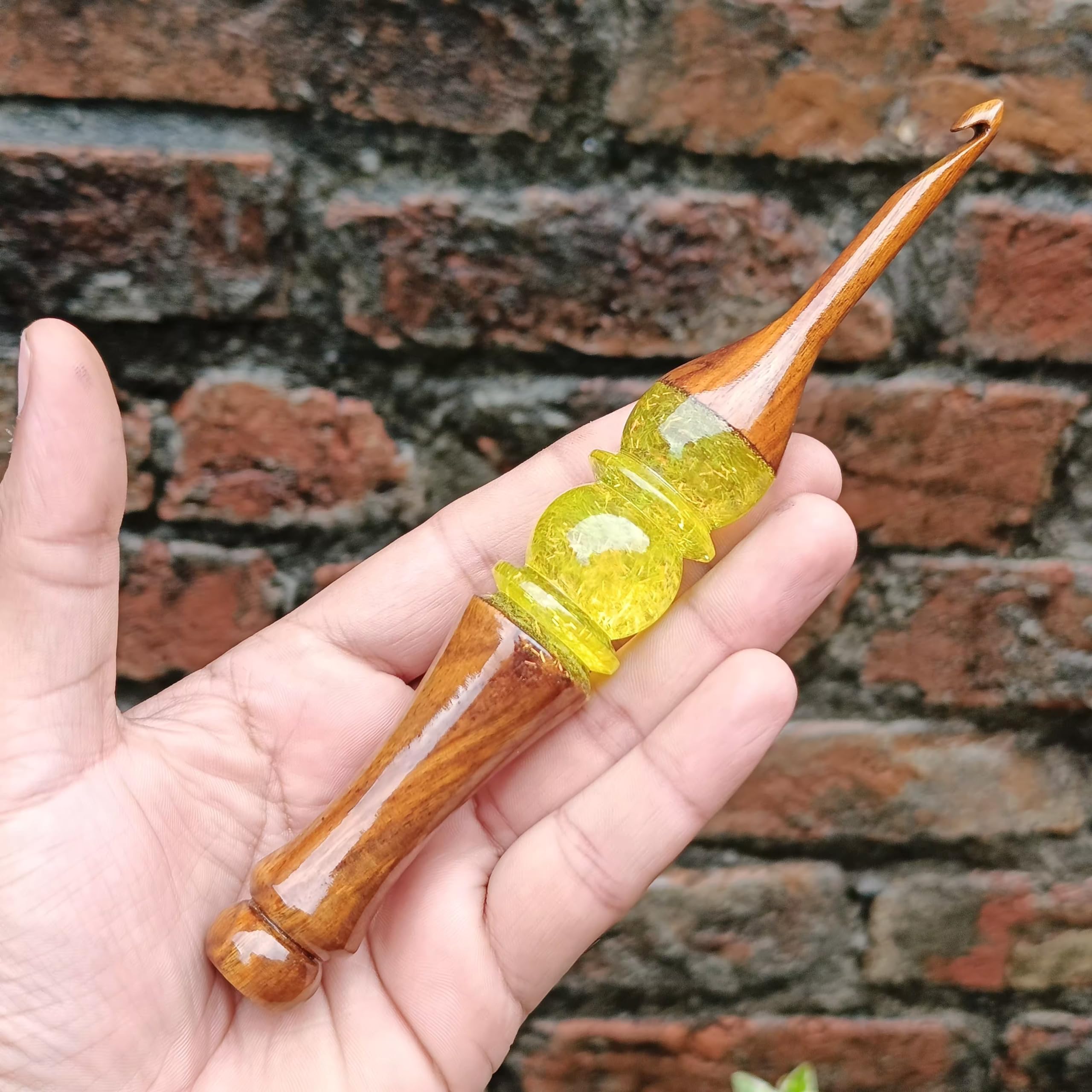 Precenting Lot De 12 Crochets Faits à La Main En Résine époxy Et Palissandre Avec Poignée Ergonomique