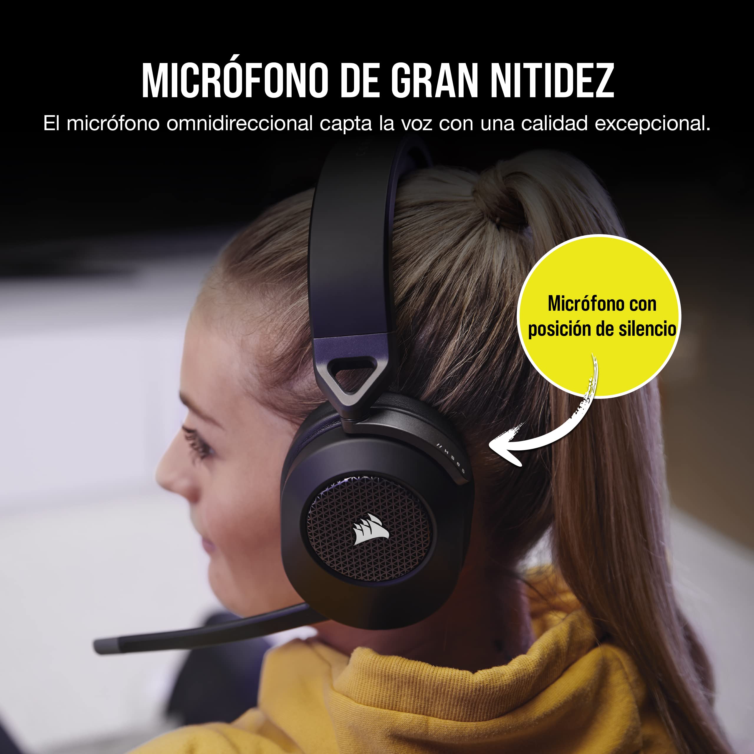 Corsair HS65 Wireless Auriculares para Juegos Multiplataforma con Bluetooth - Dolby 7.1 Sonido Envolvente - Micrófono Omnidireccional - iCUE - PC, Mac, PS5, PS4, Nintendo Switch, Móvil - Carbono