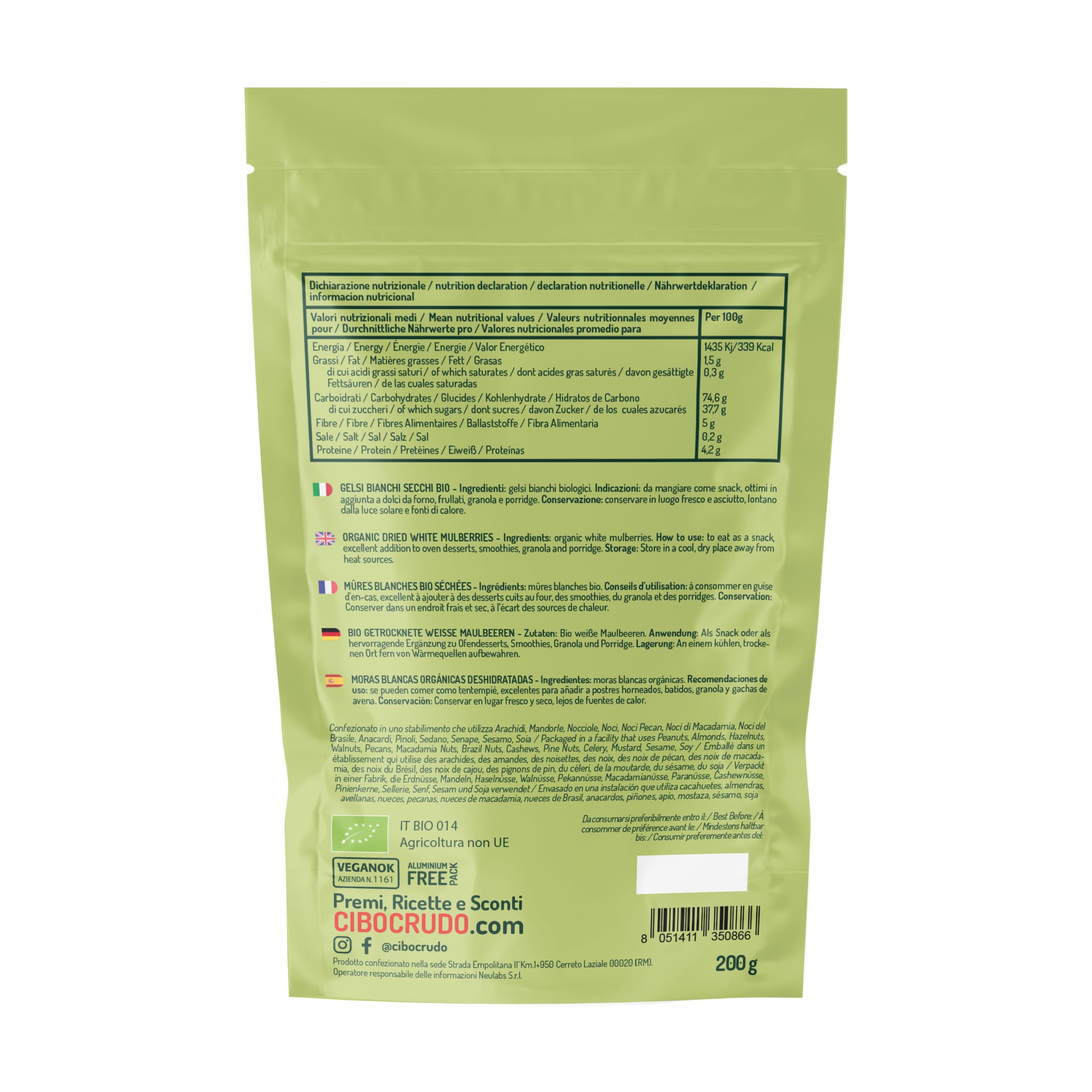 More di Gelso Bianco Biologico - 200g. Da Consumare Come Snack o in Yogurt