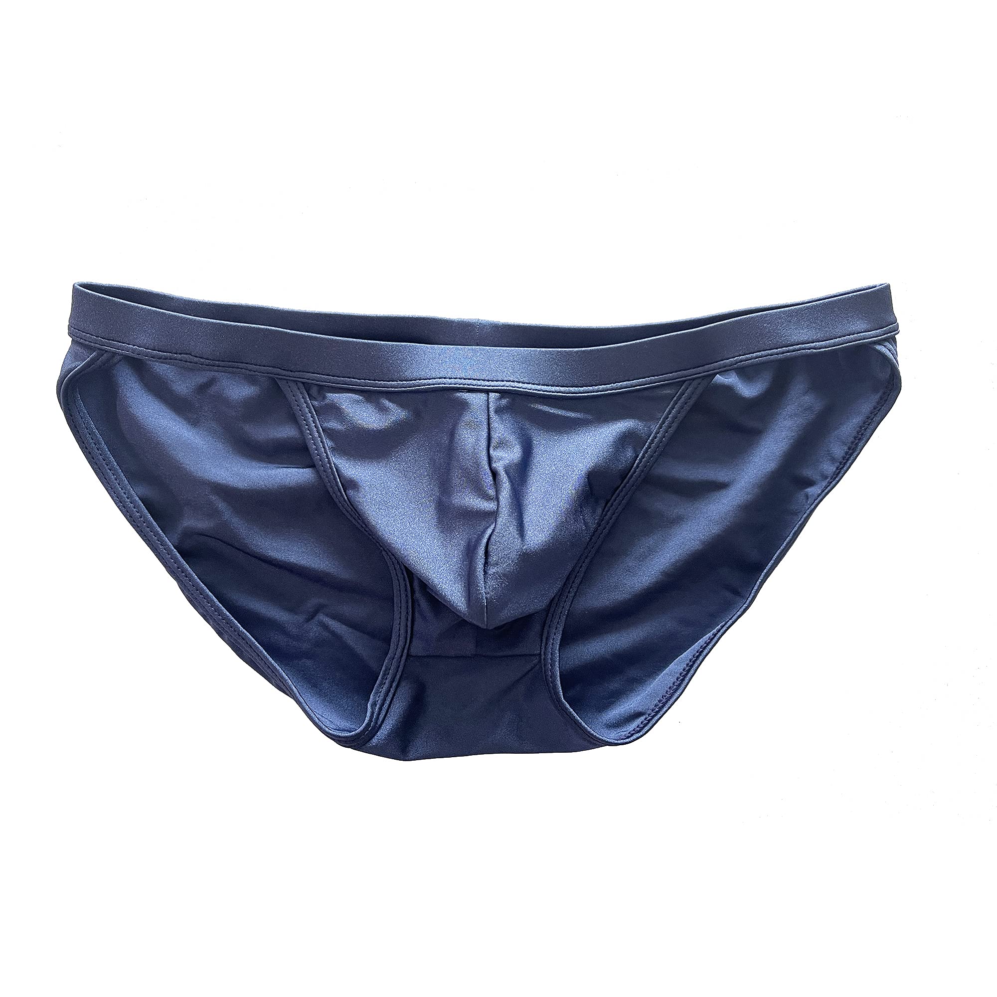 DESMIIT Men's Super Low waist Gay sexy Sunbath Swimwear Solid Swimming Bikini Navy L29-31inch/79-83cm