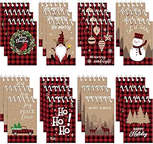 24 Pack Christmas Notepads – Snowman Winter Theme Memo Pads, Cute Sticky Notes For Home & Office