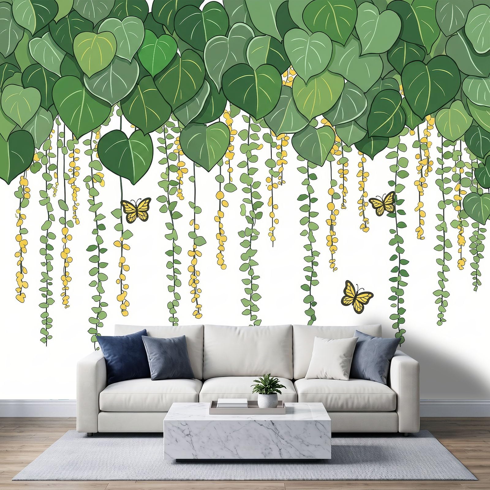 Tapeta mural do salonu 250 x 175 cm elegancja rośliny kwiatowe winorośle plakat fototapeta fototapeta z włókniny, nowoczesna sypialnia pokój dziecięcy tło TV dekoracja ścienna, zielona