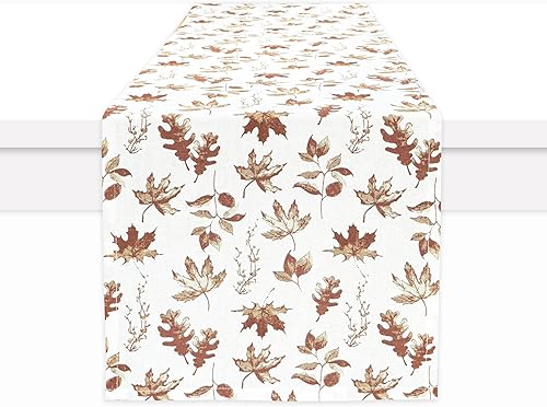 Miniatura 7 de PurpleEssences Camino de mesa de otoño con hojas de arce, calabazas de otoño, decoración de mesa de comedor de cocina de Acción de Gracias para