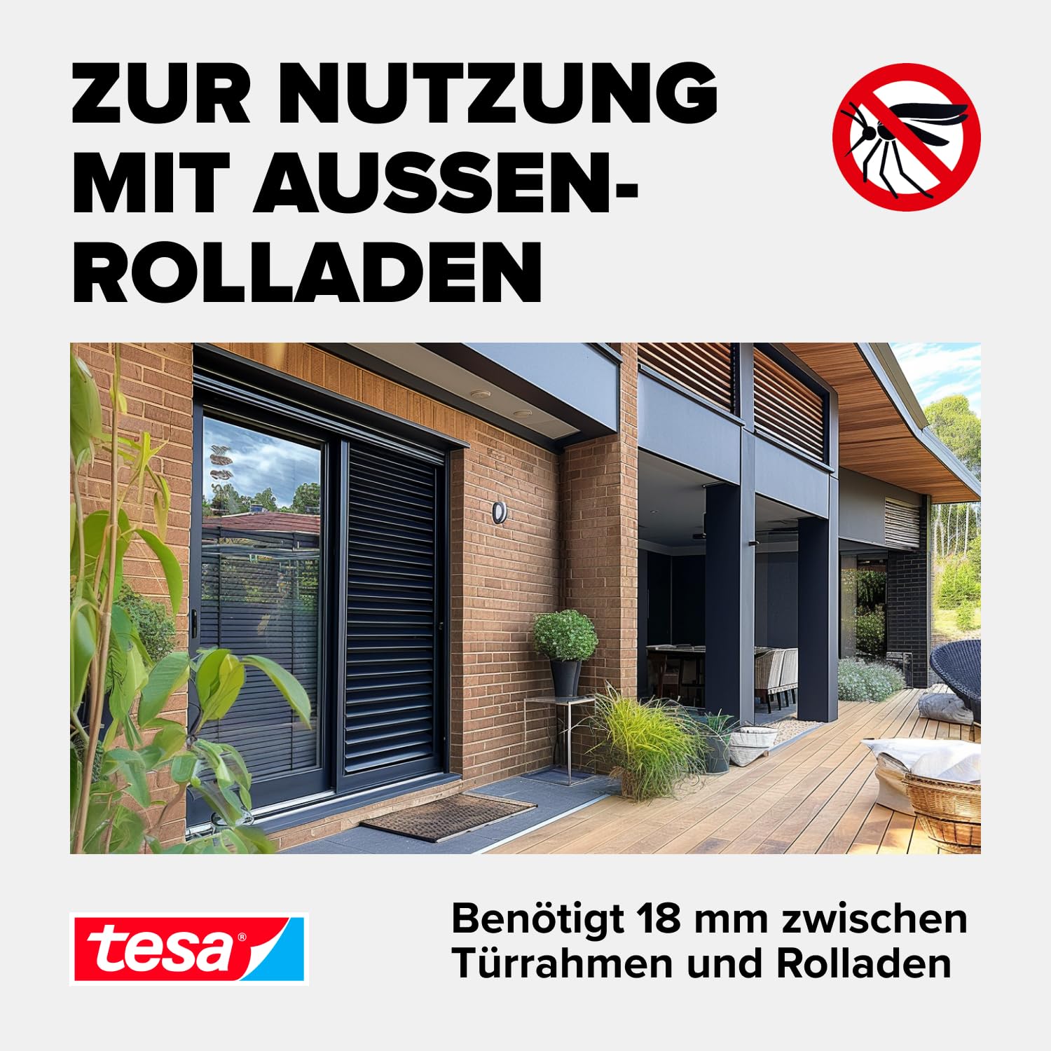 tesa Insect Stop Fliegengitter Adapter-Set für ALU COMFORT Türen - zur Montage von tesa Insect Stop Insektenschutzgittern - ohne Bohren - für Tür- und Fensterrahmen von 13 bis 20 mm - weiß