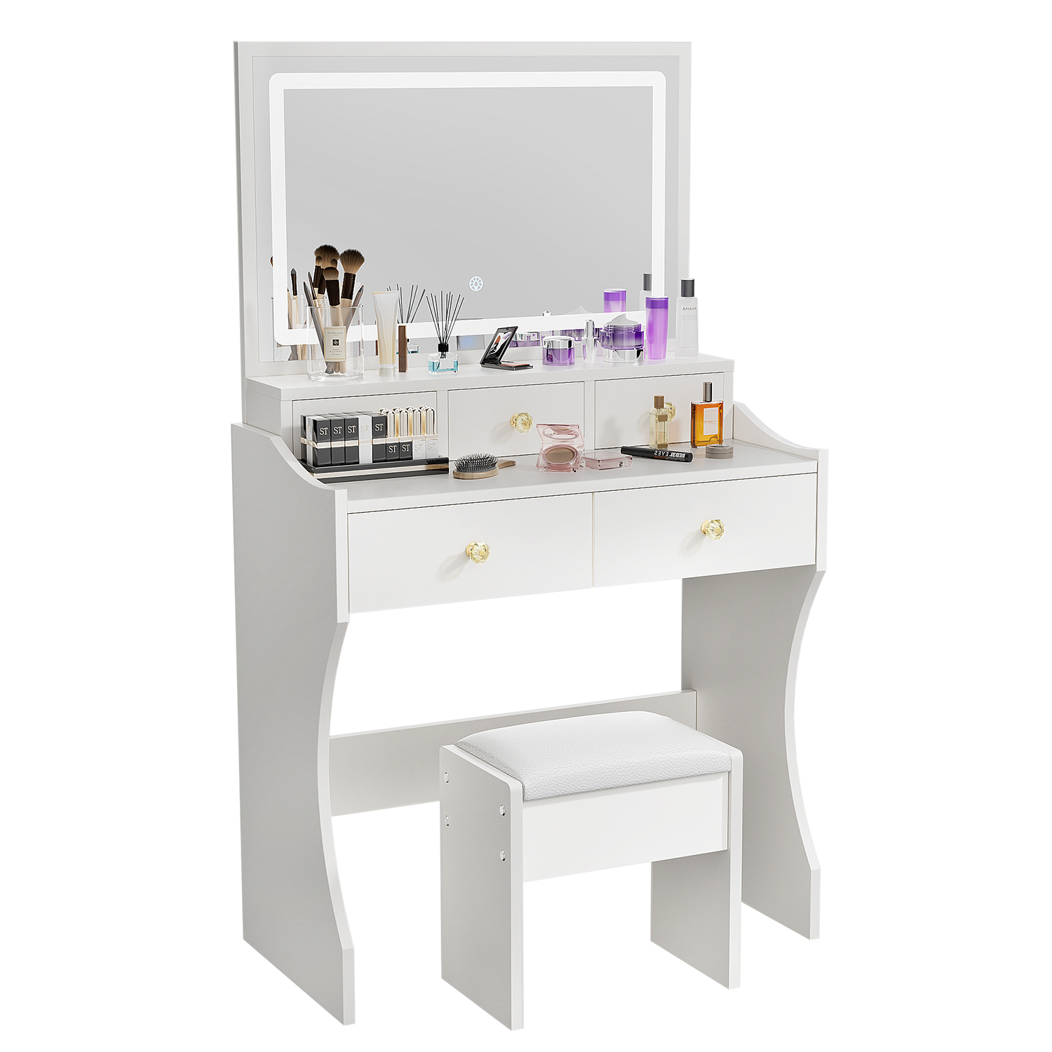 Vanity Desk, Makeup Table with Mirror and Lights, 80cm Dressing