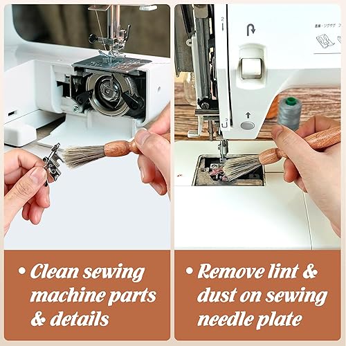 Miniatura 4 de Savina Cepillo de limpieza para máquinas de coser y sergers - Herramienta de coser, cepillo de pelusa de madera con una correa para colgar