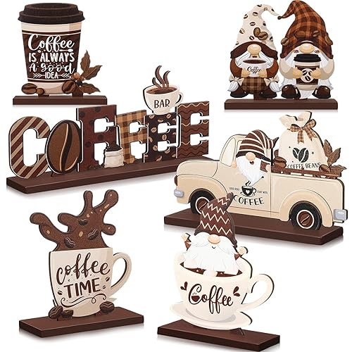 Blosssound 6 Pcs Coffee Bar Decor Sign Coffee Bar Accessories