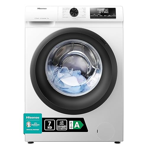 Immagine del prodotto Hisense WFQE7012EVM Lavatrice Slim Carica Frontale, 7kg, Classe A, 1200 giri, Vapore, Motore Inverter