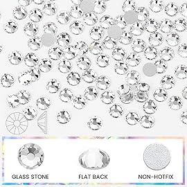 Novani Crystal Rhinestones, Flatback Loose Gemstones 144pcs Glass Rhinestones for Clothes Shoes Crafts Makeup Nail Art and DIY Decorations(SS40, Crystal Clear)