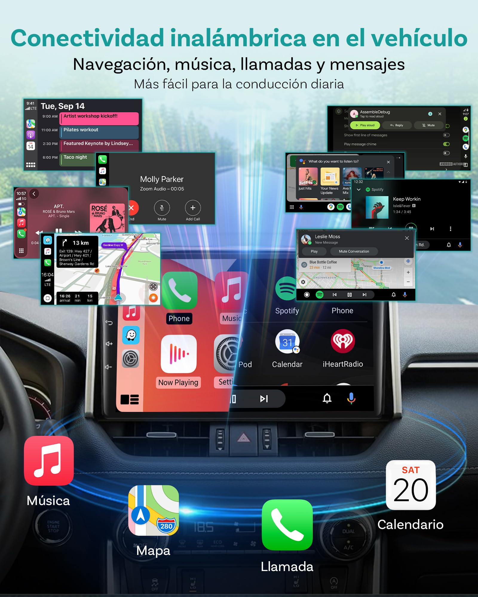 2026 Ottocast Mini Tube Adaptador Inalámbrico CarPlay & Android Auto, Convertidor de Cable a Inalámbrico, Plug & Play, Reconexión Rápida, para Vehículos con CarPlay o Android Auto con Cable
