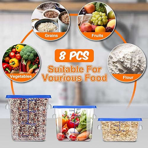 Miniatura 4 de Suclain Juego de 6 recipientes de almacenamiento de alimentos con tapas, 2 cuartos de galón, 4 cuartos de galón, 6 cuartos de galón, recipiente