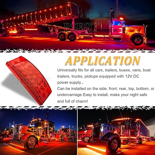 Miniatura 5 de PSEQT Luces de marcador de camión de remolque de 6 pulgadas y luces intermitentes LED ámbar rectangulares luces de pastilla impermeables con 20