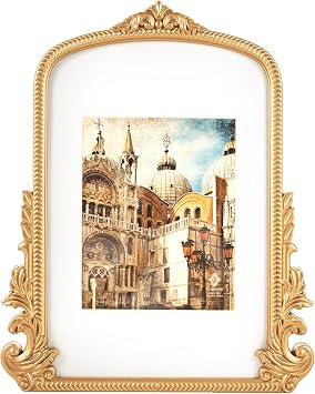 Concepts 11x17 Matted To 8x10 Gold Ornate Wooden Picture Frame With HD Clear Glass, Extra Durable Photo Frames - Wallhung Display