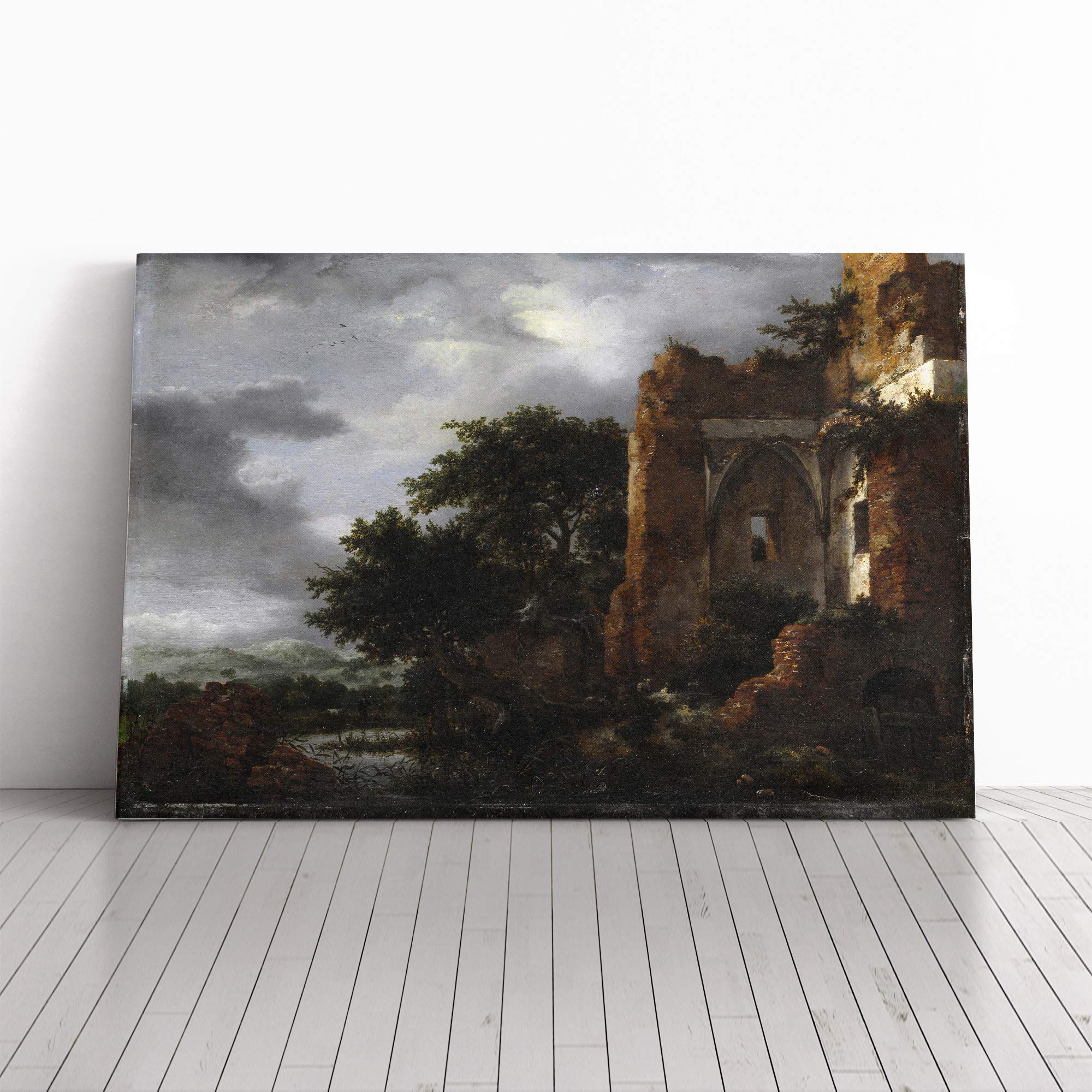 Jacob Ruisdael Landscape (3) Canvas Print | Gallery Wrapped 30mm Frame Wall Art | 24x16 inches | Ready to Hang | Modern Landscape Picture | Living Room Bedroom Lounge Office