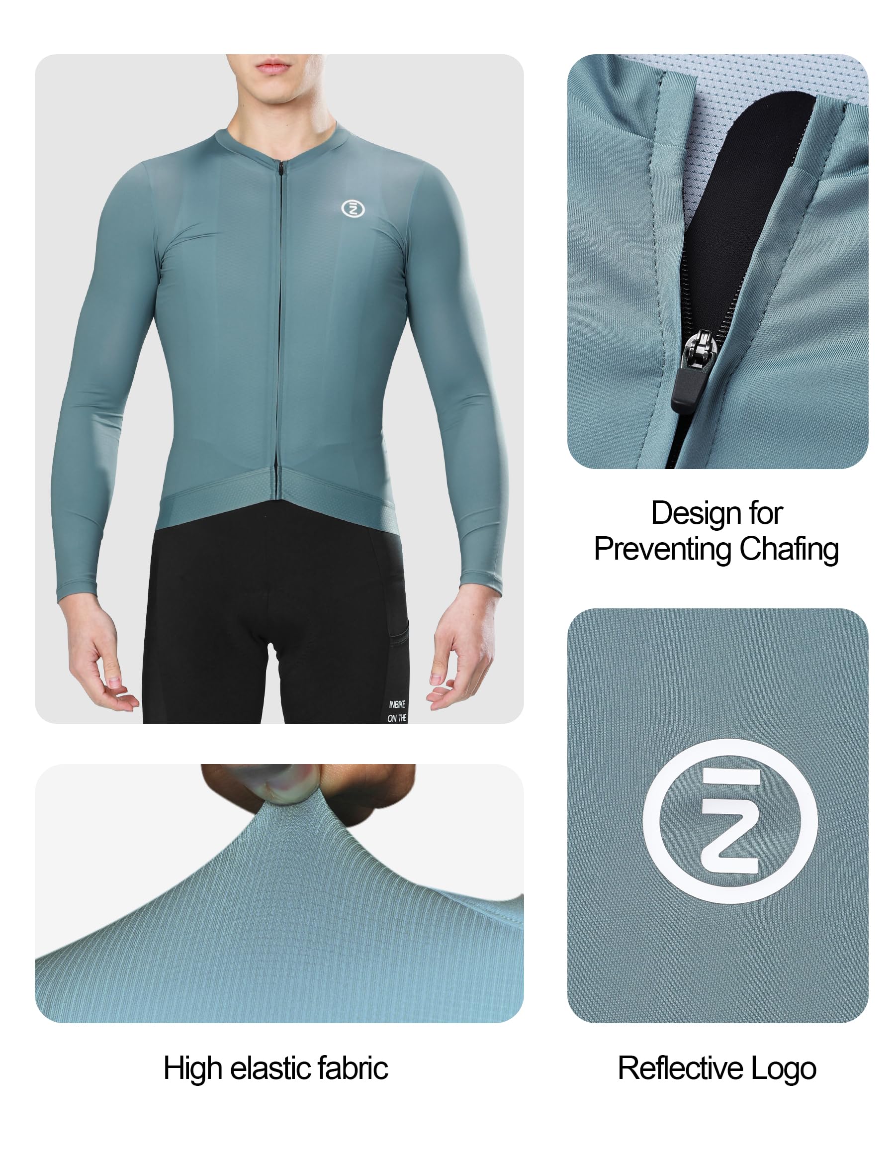 INBIKE Maillot Ciclismo Hombre Manga Larga UV-Protect Transpirable Elástico JK282
