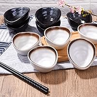 Vista 6 de Juego de cuencos de salsa japonesa, plato de salsa de soja de cerámica, estilo negro