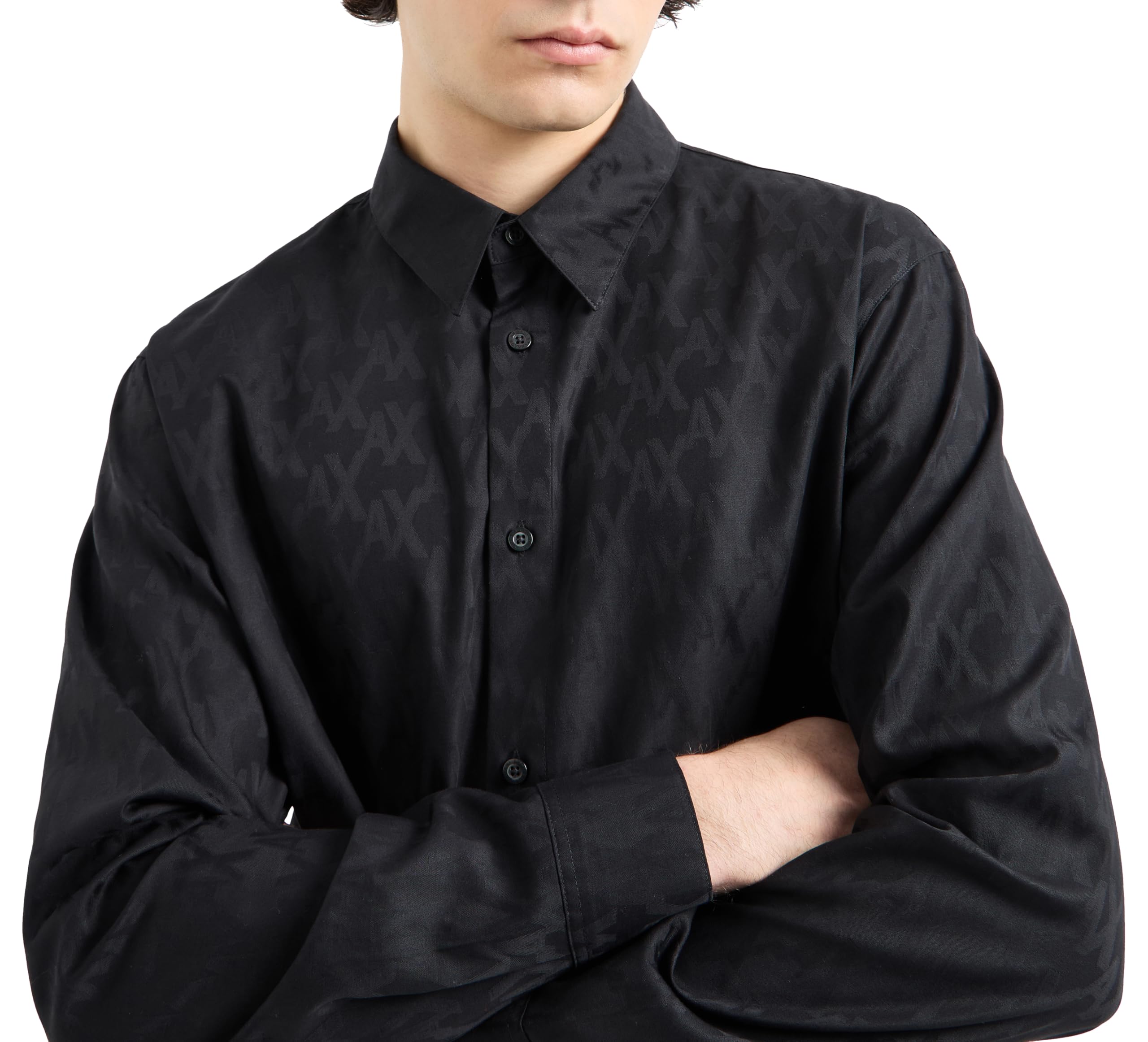 Armani Exchange The Grid, All Over Tonal Logo Camiseta Hombre (Pack de 1)