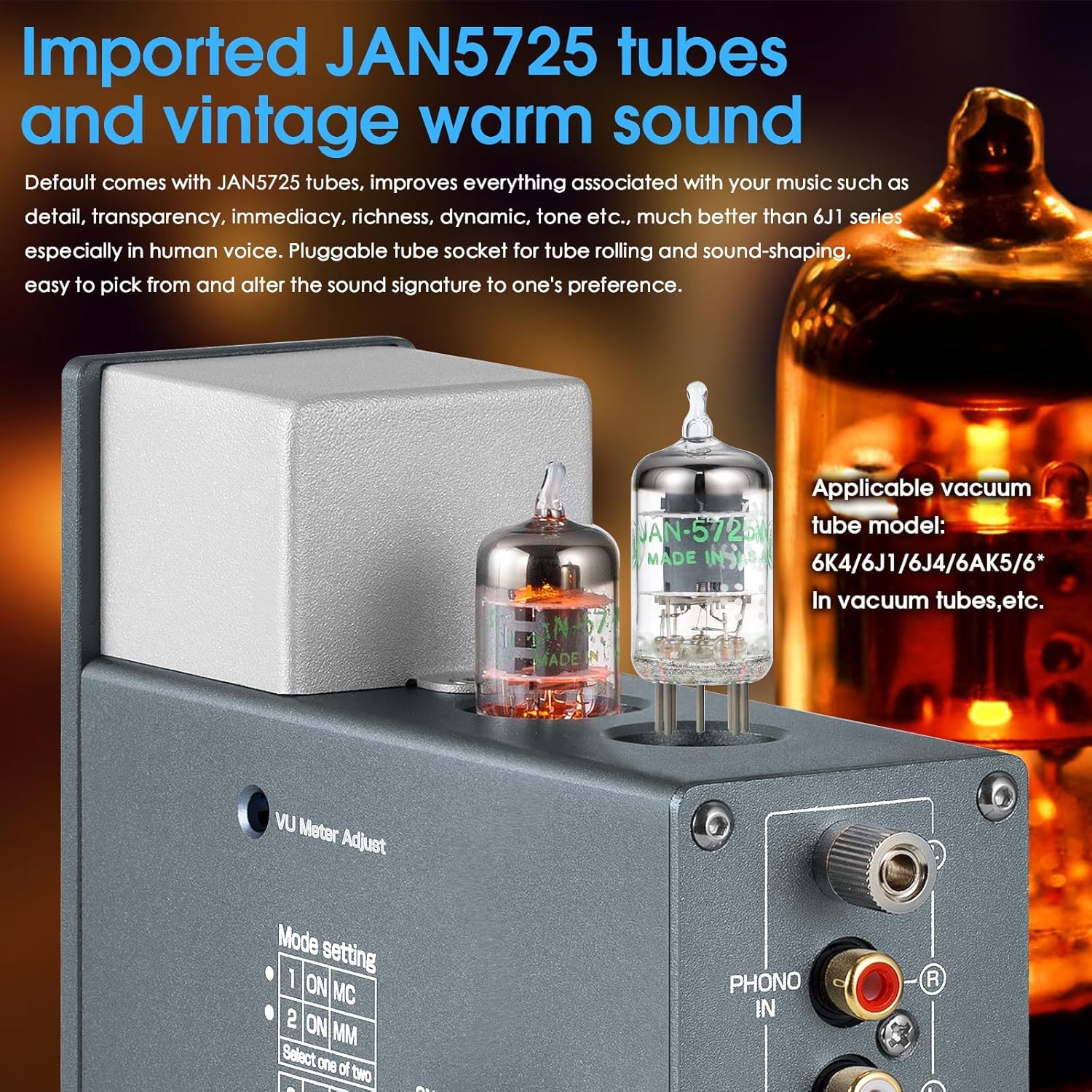 Douk Audio Röhren-Phono-Vorverstärker: HiFi MM/MC Plattenspieler-Vorverstärker | Kopfhörerverstärker mit AUX-Eingang | VU-Meter für Plattenspieler, Vinyl-Systeme und Audiophile (T4 Plus)