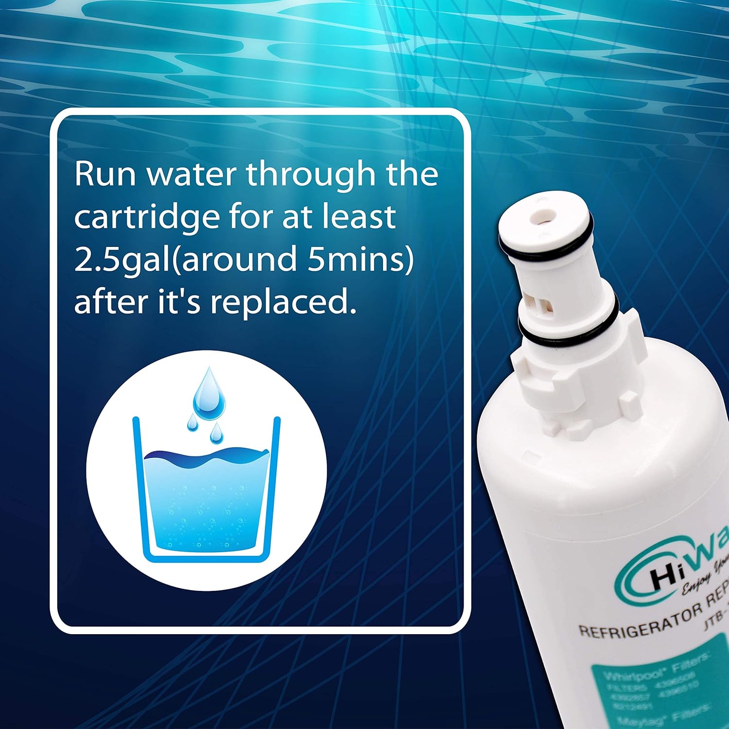 HiWater 4396508 Refrigerator Filter Compatible with Whirlpool EDR5RXD1, W10186668, 4396510, NLC240V, 4396508P, Filter 5, 4392857, 46-9010 - 3 Pack