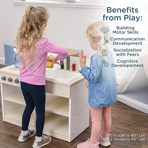 Miniatura 5 de Angeles, AG1092, cocina combinada para niños pequeños, blanco, muebles de guardería para niños, guardería y sala de juegos, actividades de