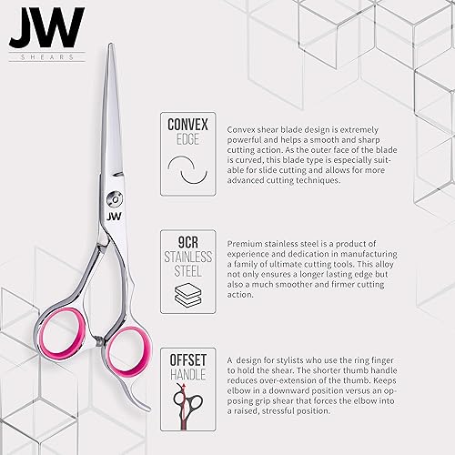 Miniatura 10 de JW - Juego de tijeras profesionales para cortar el cabello y tijeras de adelgazamiento con peine - Serie Razor Edge