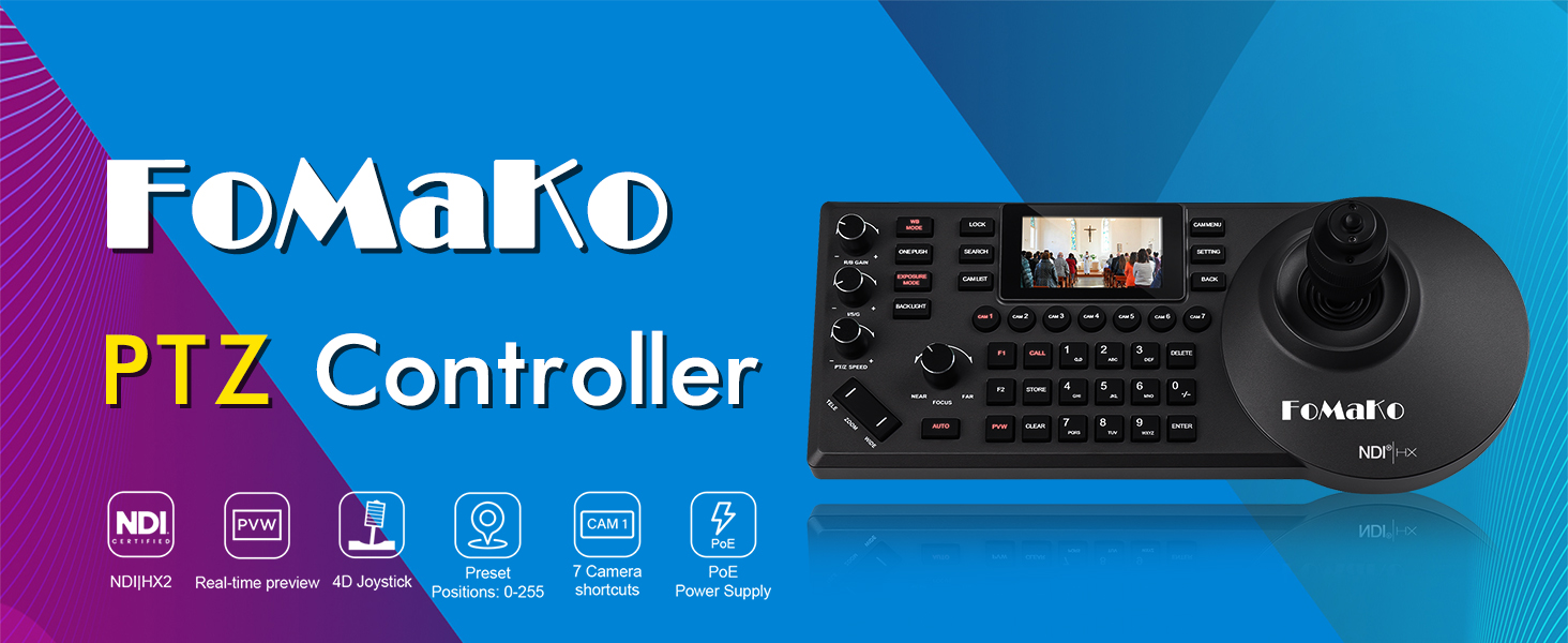Amazon.com: FoMaKo KC608 Pro NDI PTZ Camera Controller (Black