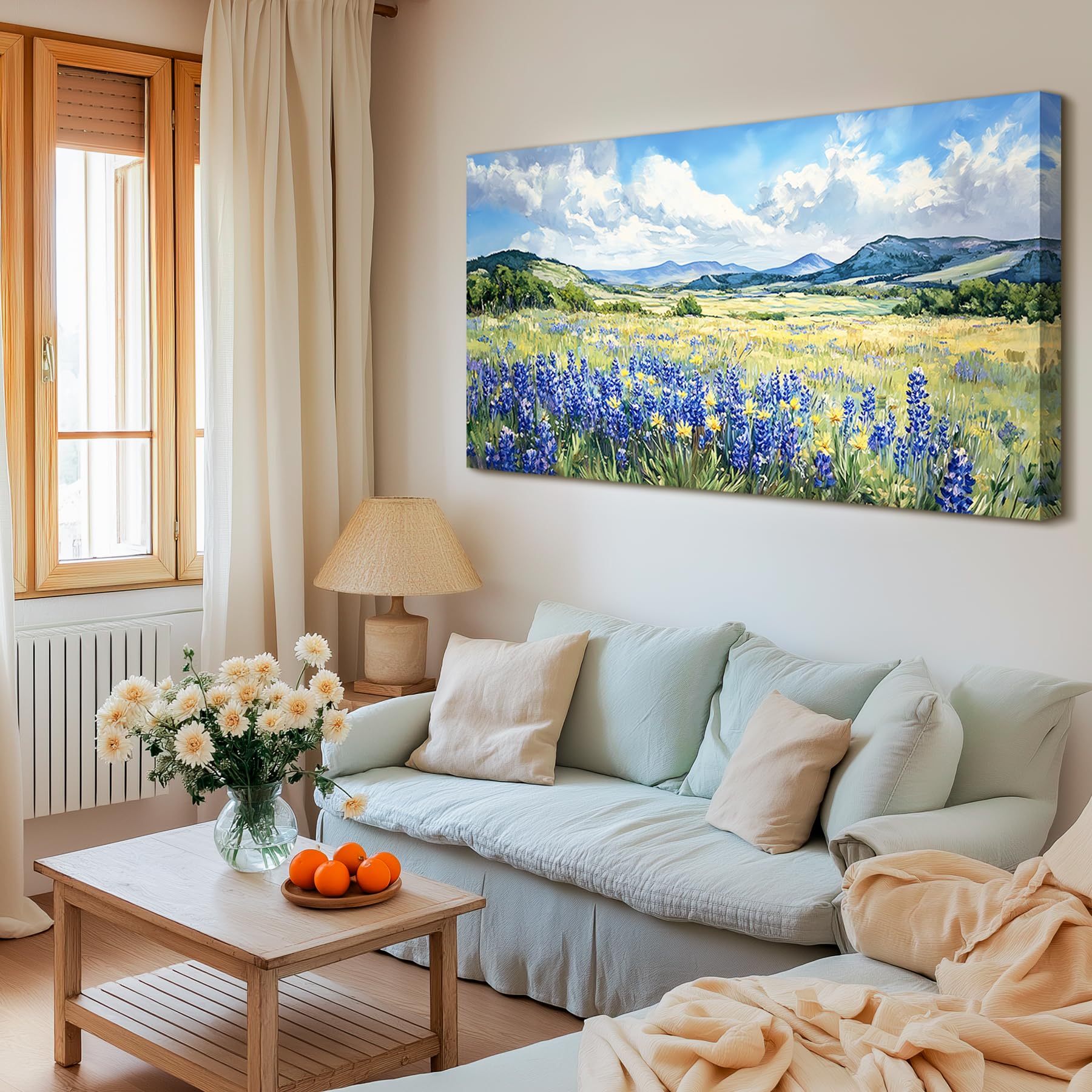 MHARTK66 Quadri Moderni Soggiorno Grandi, 73x146 cm XXL Stampe da Parete Campo di Fiori Selvatici, Quadro Camera da Letto Su Tela Decorazioni Parete Bagno Ufficio Sala Da Pranzo