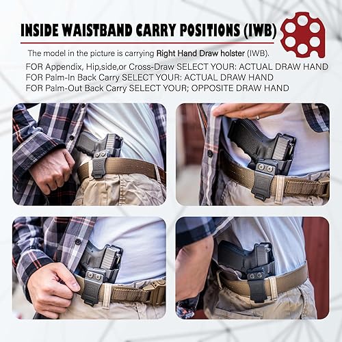 Miniatura 5 de Amberide Ruger LCP .380 IWB Holster,Kydex-Boltaron Inside Waistband Fit Original Ruger LCP .380 Auto,Secure Retention,Quick Draw,0–30° Cant IWB |