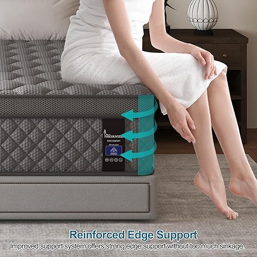 Miniatura 8 de Colchón híbrido King de 10 pulgadas, color gris, firmeza media para soporte de espalda y lumbar, prueba de 100 noches, colchones individuales con