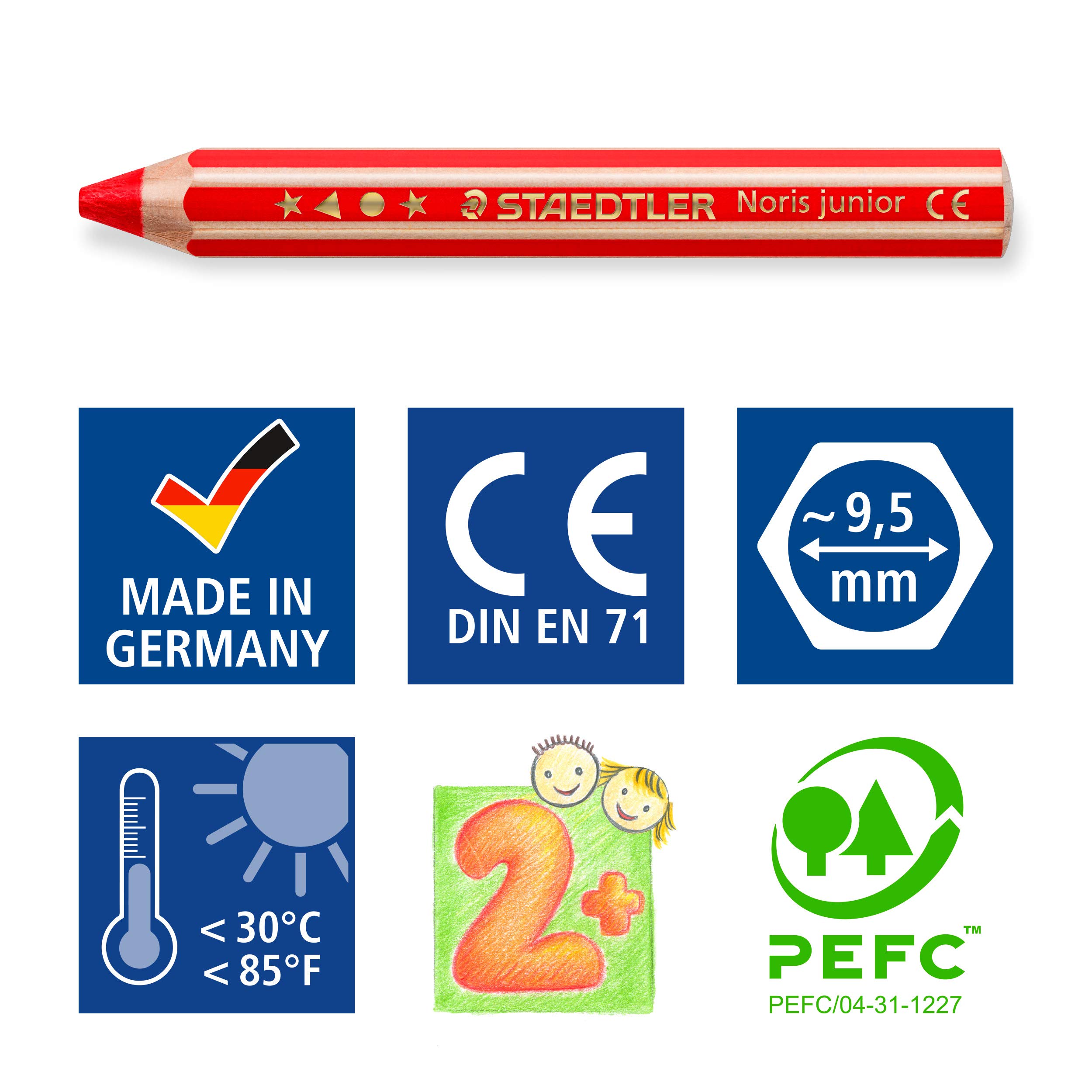 Staedtler Noris Junior 140 C6 ST Kredki, Wielokolorowy, 6 sztuk