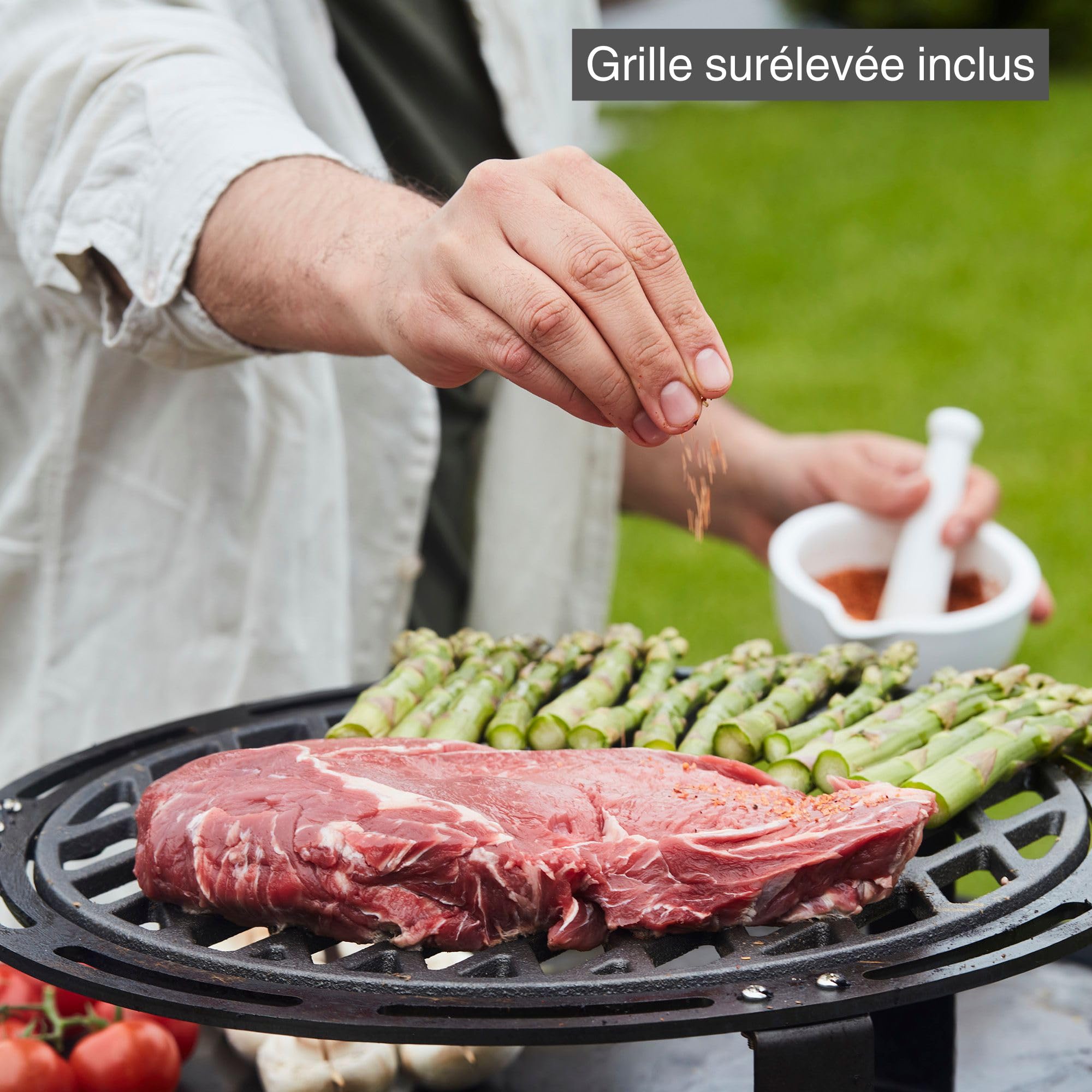 Barbecook Nestor oryginalny grill na drewno z planchą, stolikami bocznymi i podwyższoną kratką ze stali corten, 128 x 120 x 120 cm