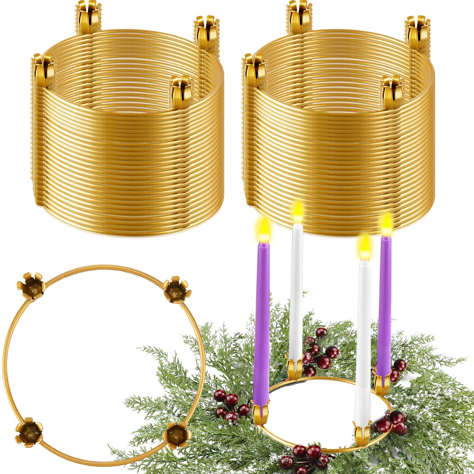 Thyle 50 Pcs Metal Christmas Advent Wreath Rings Bulk - candleholders | Mubboo