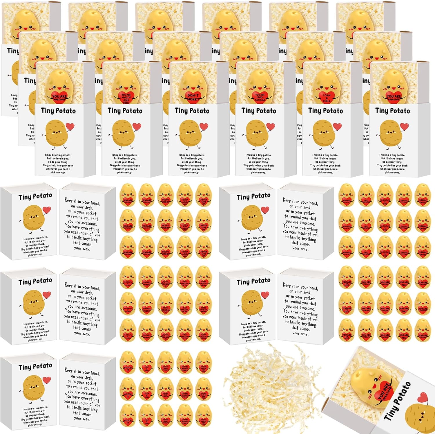 100 Sets Emotional Employee Appreciation Gift Bulk Positive Tiny Animals with Inspirational Card Box Breathing Gift for Dispatcher Lab Week Staff Coworker Team Teacher Nurse (Various Styles)