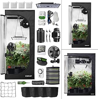 BRAST Growzelt GrowBox | Komplettset inkl. Sonderzubehör | viele Größen | 60x60x140-120x60x180cm | Vollspektrum LED Technologie | Belüftungs- & Bewässerungssystem | licht & wasserdicht | 60x60x140cm