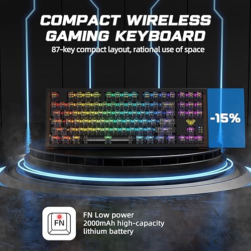 Miniatura 5 de AULA Teclado mecánico inalámbrico, teclado mecánico RGB 3 en 1 intercambiable en caliente para juegos con teclas transparentes, teclado para juegos