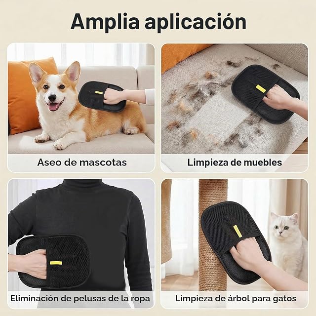 Foto 6 de 6 de Cloxtralon 2 Guantes antipelos para Mascotas, Doble Cara, Reutilizable, para Gato, Perro, antiestático