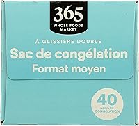 Vista 4 de 365 by Whole Foods Market, Bolsas para congelador de tamaño de cuarto de galón, doble cremallera, 40