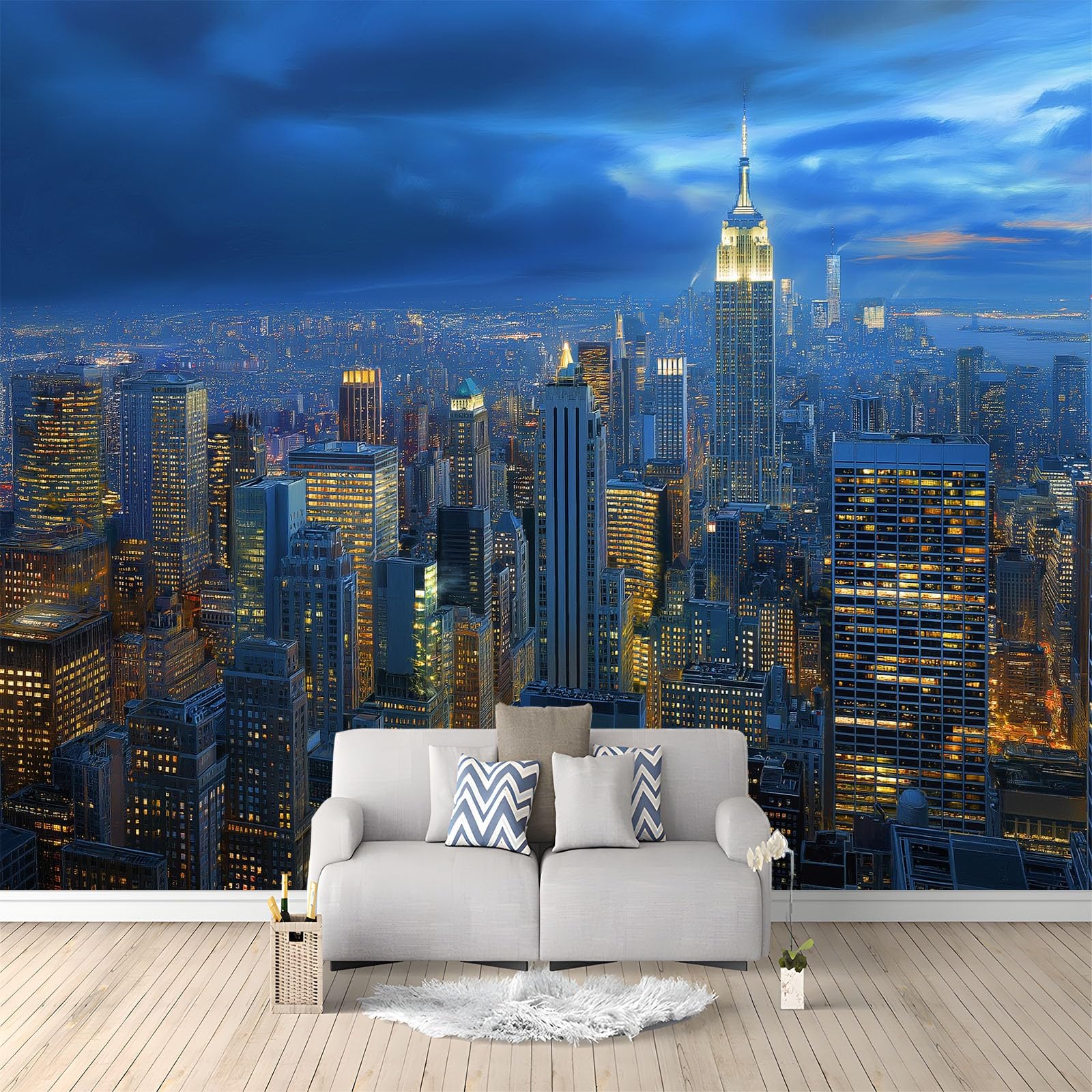 Fototapeta z włókniny 200 x 140 cm, nowoczesna architektura miasta, oświetlenie, ruchliwe miasto, granatowa - tapeta ścienna do salonu i sypialni, jakość premium, dekoracja ścienna