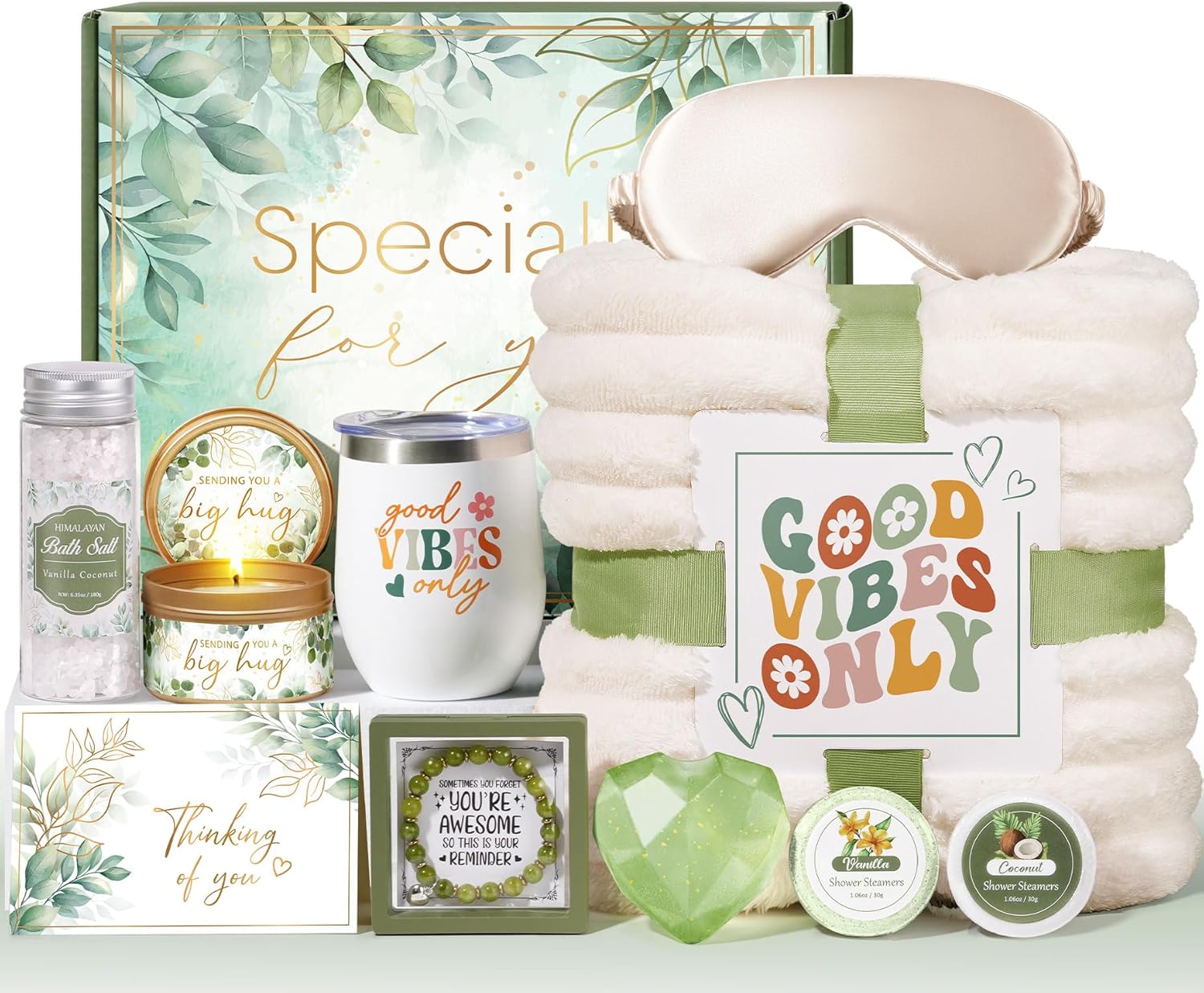 Birthday Gifts for Women Self Care Gift, Get Well Soon Gift Baskets Relaxing Spa Care Package for Women with Blanket, Unique Valentines Day Gifts Idea for Her Wife Girlfriend Mom Mother Friend Sister