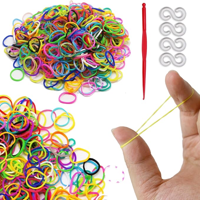 Loom Rubber Band Refills Kit Including 1800 Pcs Loom Bands and 75 Pcs White S Clip Connectors 3