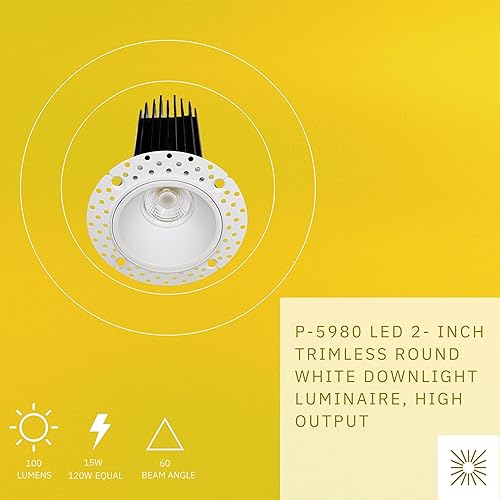 Miniatura 2 de Perlglow Luminaria blanca redonda sin bordes de 2 pulgadas, de alto rendimiento, lámparas empotrables LED de -15 W  120 W regulable con