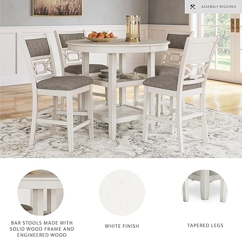 Miniatura 3 de Signature Design by Ashley Erinberg Casual Counter Height Dining Table and 4 Armless Upholstered Bar Stools with Footrest and 2 Shelves, Set of 5,