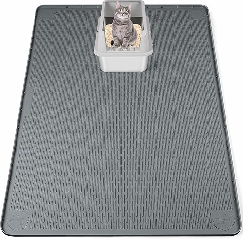 Miniatura 27 de Alfombrilla para Arena de Gatos, Extra Grande de 40" x 28" Alfombrilla de Silicona Alfombrilla Atrapa Arena para Control de Dispersión, Suave en las
