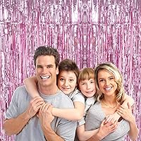 Vista 15 de 2 Pack 3.2x8.2ft Tinsel Foil Fringe Curtains, Streamers Backdrop Curtains with Adhesive, Photo Booth Background - Home Wall Window Decorations for