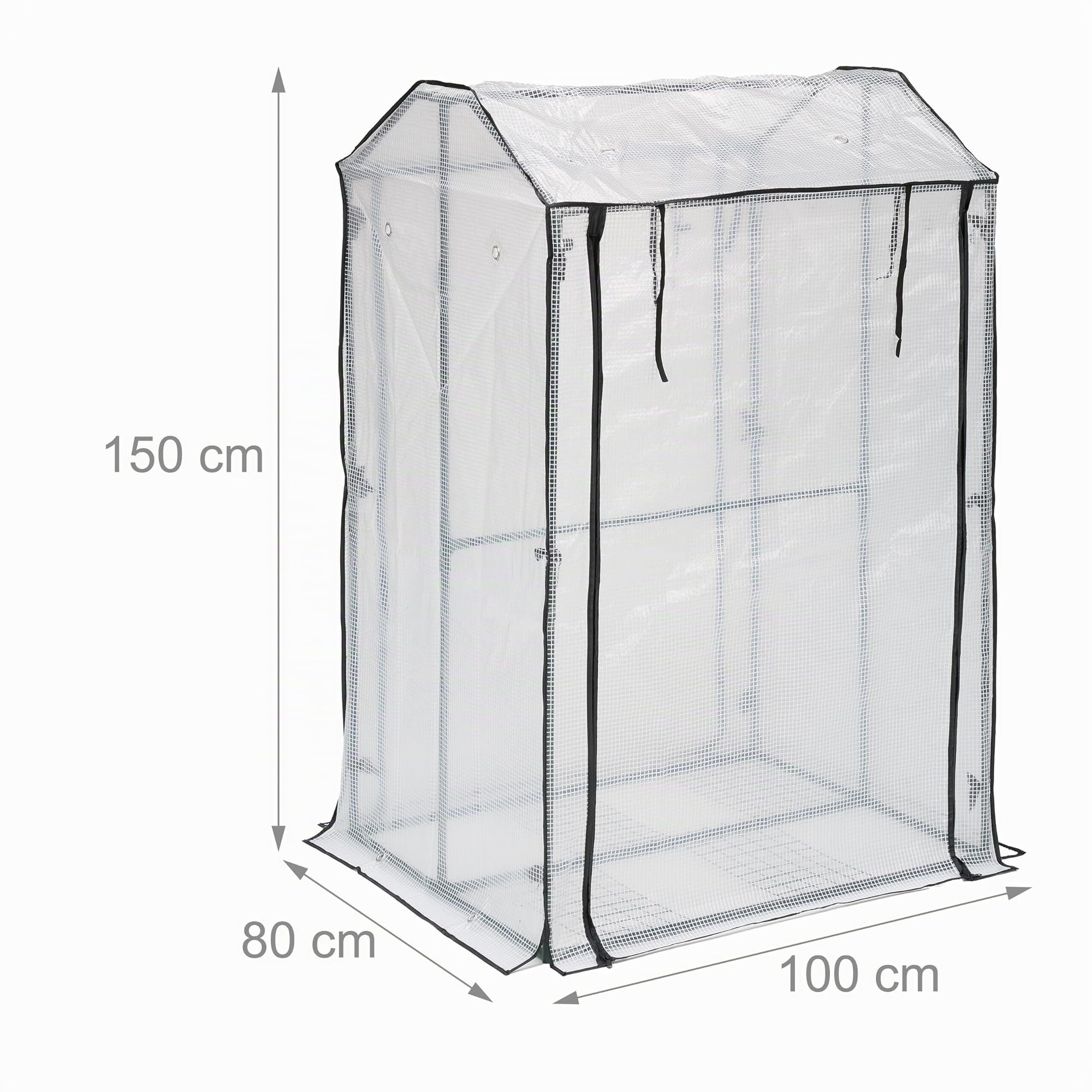 Relaxdays Serra da Balcone e Giardino, con 4 Ripiani, 150 x 100 x 80 cm, in PVC, Telaio in Acciaio, Trasparente Verde