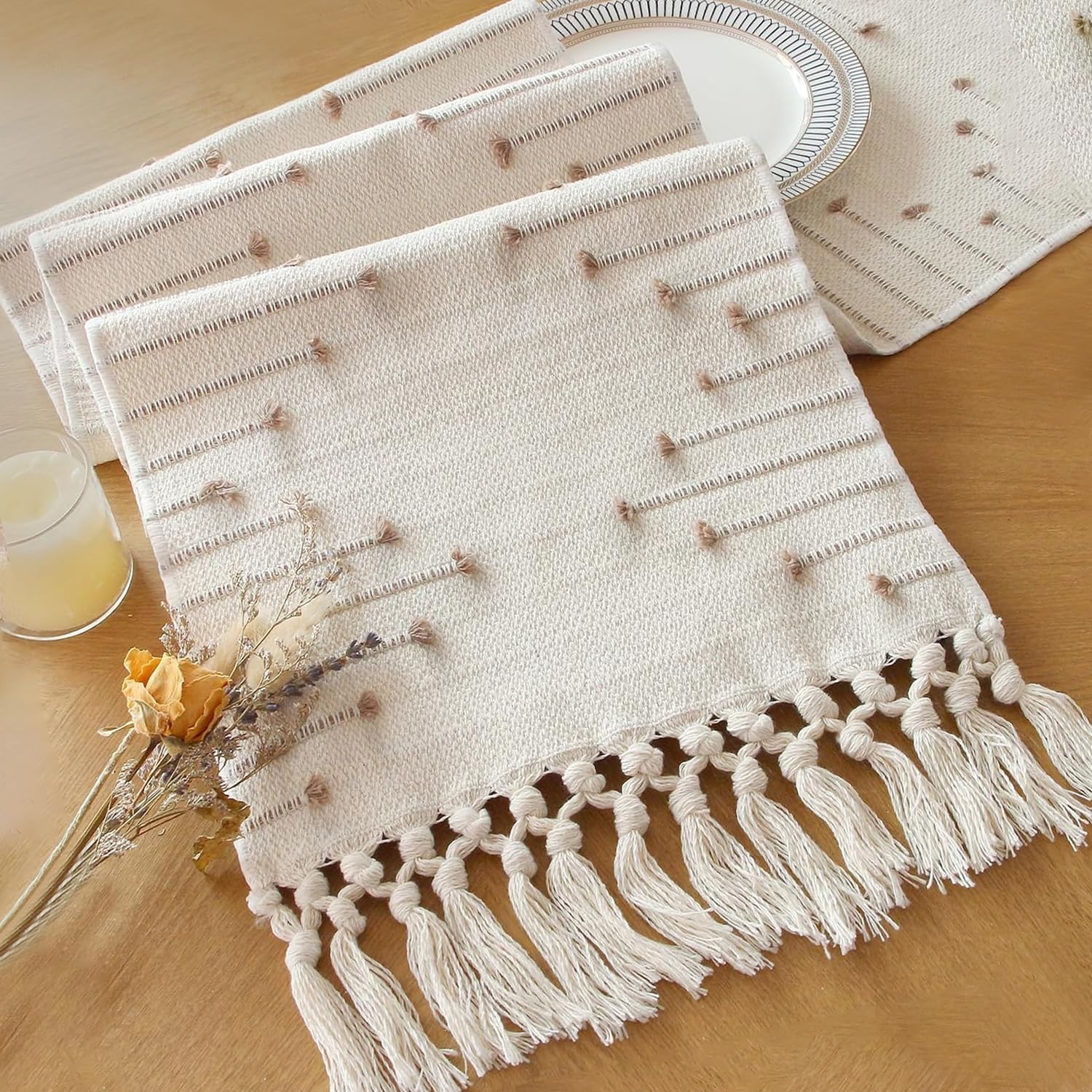 FEXIA Boho Table Runner for Home Decor 12x90 Rustic Macrame Decoration