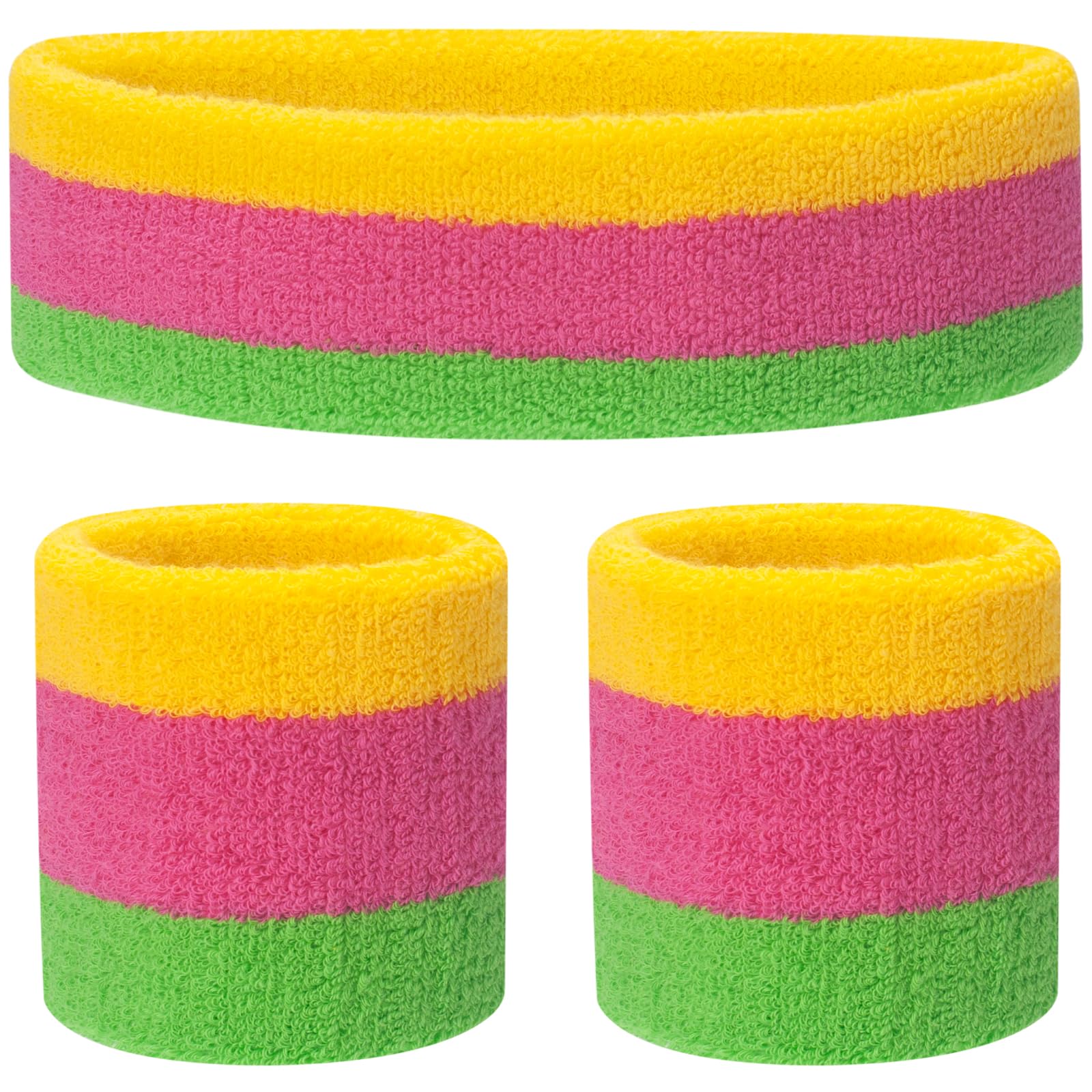 ONUPGO Sweatband Set Sports Headband Wristband Set Sweatbands Terry Cloth Wristband Wrist Sweatband Headbands Moisture Wicking Sweat Absorbing Head Band