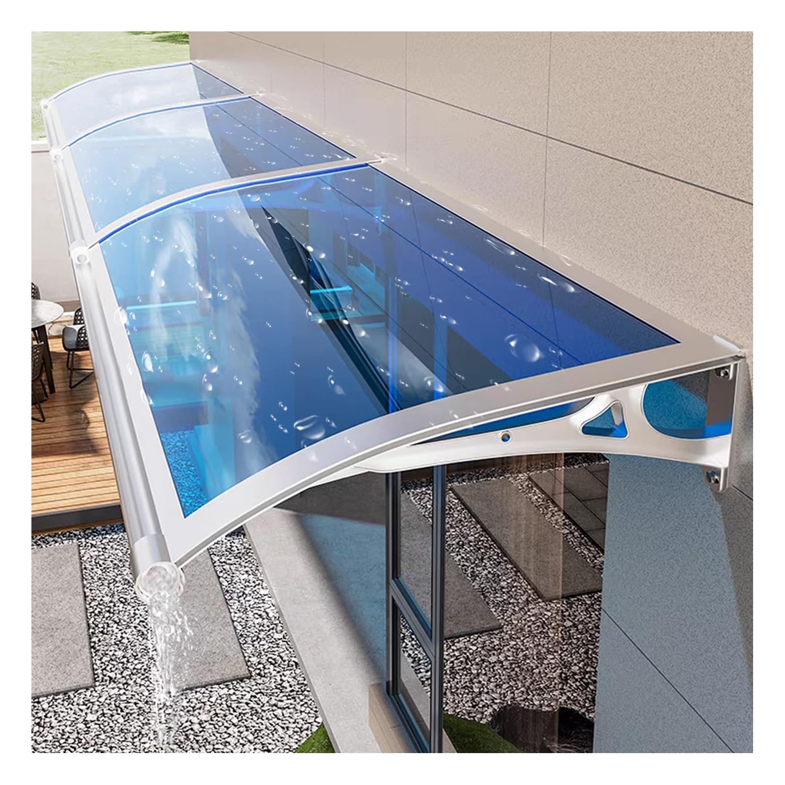 Hboomoem One Color With Sink Patio Porch Awning，Curved Door Window Awning Canopy，Front Door Canopy Awning Shelter，Sink Aluminum Alloy Door Canopy Awning Shelter,Window Awning Front Door Canopy(60Cm/24In*130Cm/51.2In)