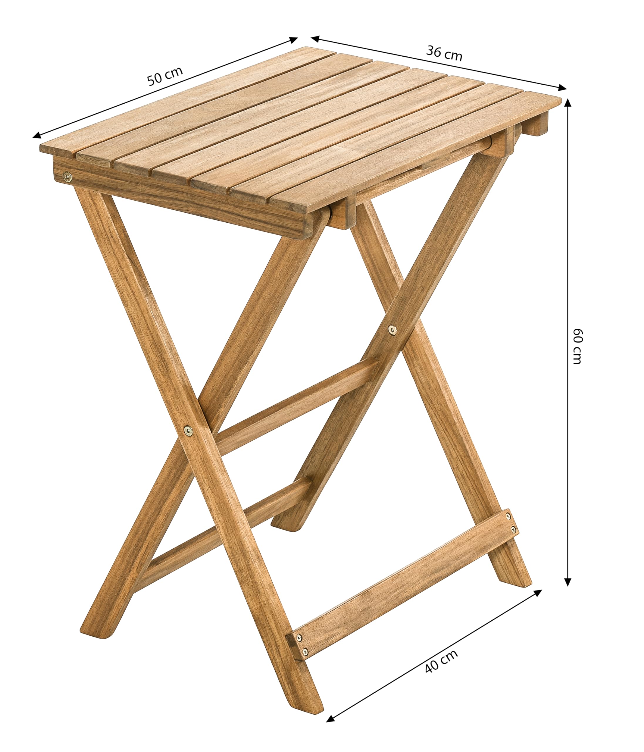 Dehner Klapptisch Macao, ca. 60 x 50 x 36 cm, aus FSC® - zertifiziertem Akazienholz, geölt, natur