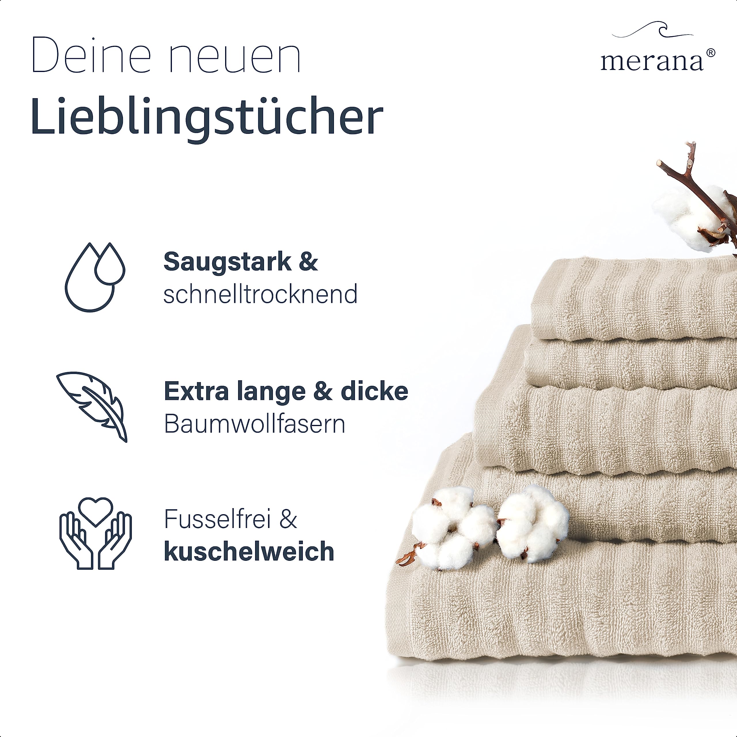 Merana OSLO towel set, Nature Beige, 2 x towels 50x100cm - Image 2